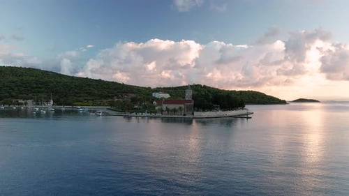 Aerial View of Vis Town on Vis Island Croatia