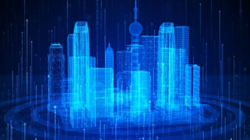 Edificio Wireframe de Blue Tech