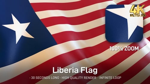 Realistic Waving Flag of Liberia Seamless Loop
