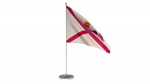 3D Waving Jersey Flag Animation on Metal Pole