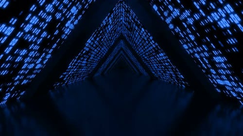 Futuristic Blue Digital Data Tunnel Loop Background