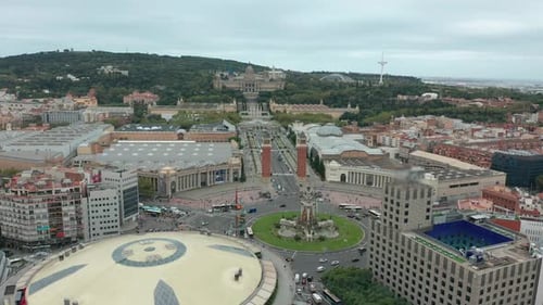Aerial View. Spanish Square in Barcelona.