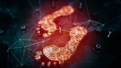 Glowing Digital Footprints in Futuristic Network