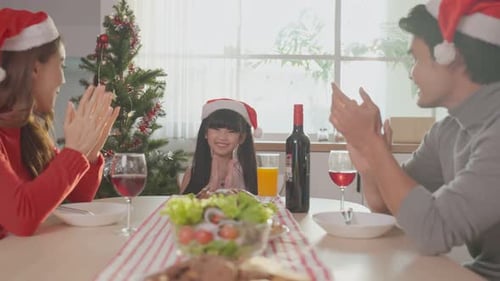 Happy Family Celebrates Christmas