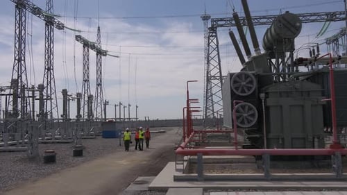 Utility Poles and Generators on Power Station