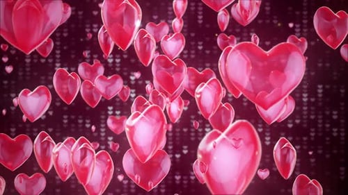 Floating Glossy Red Hearts Animation for Romantic Backgrounds