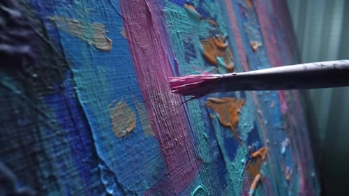 Brushstrokes of Pink on an Abstract Painting