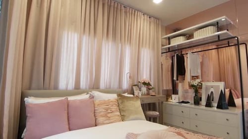 Elegant Bedroom Interior Design in Neutral and Pink