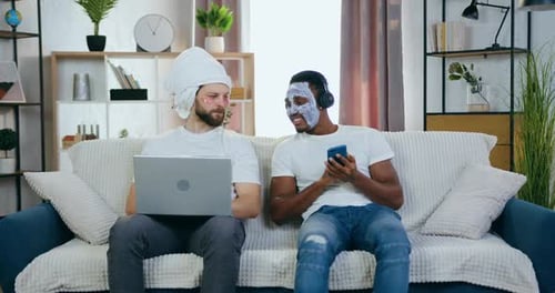 Friends Relaxing with Beauty Treatments at Home