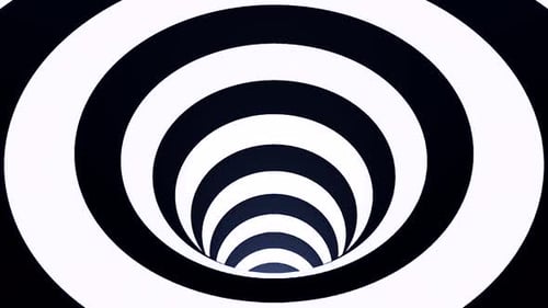 Animated hypnotic tunnel with white and black circles