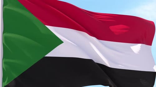 Sudan Flag Waving in Realistic Motion