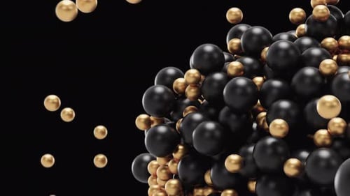 Black and Gold Spheres Abstract Geometric Flow Animation