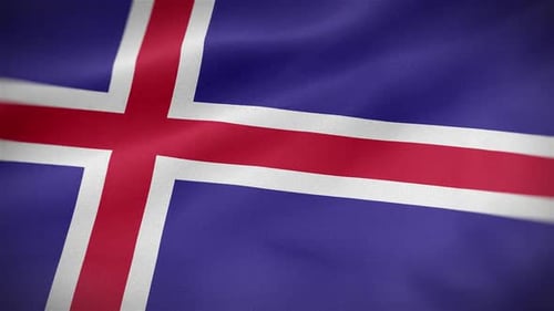 Realistic Waving Flag of Iceland Animation