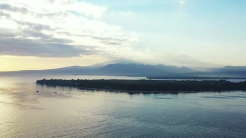 Aerial drone view sky of relaxing sea view beach lifestyle by aqua blue ocean and white sandy backgr