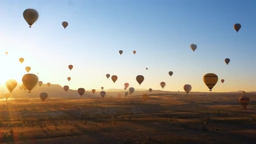 Hot Air Balloons Floating Over Cappadocia at Sunrise