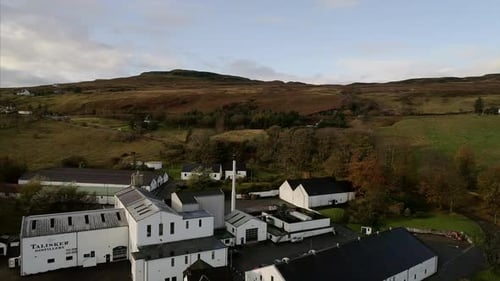 Aerial View of Rural Talisker Distillery in Scotland