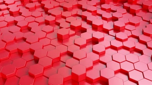 Red Hexagon Geometric Pattern Waving Abstract Loop Background