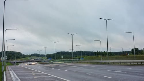 Morning traffic on the road, time-lapse