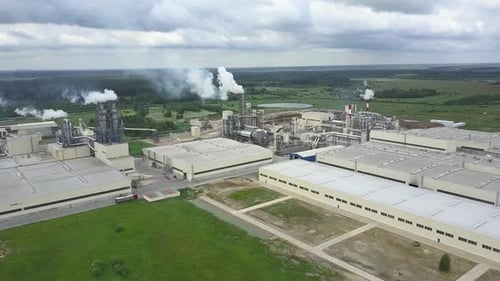 Aerial View of Wood-processing Factory