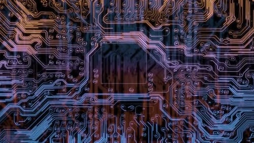 Eine farbenfrohe Animation zeigt den Datenfluss auf einer PC-Hauptplatine