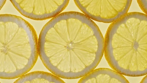 Illuminated Lemon Slices Fresh Citrus Fruit