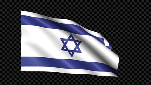 Israel Flag Waving on Transparent Background Loopable