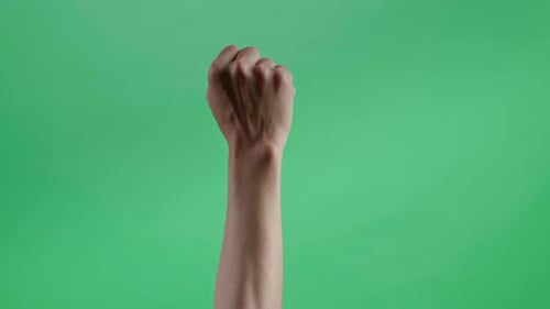 Hand Grab To Up On Green Screen Background