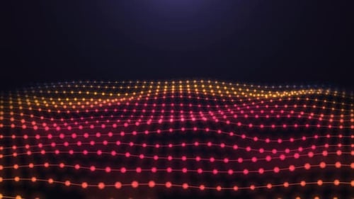 Abstract Glowing Particle Grid Wave Motion Background