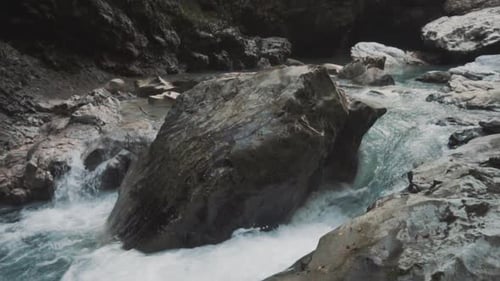 Waterfall and rock