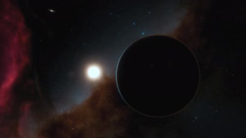 Planet and Star Cosmic Eclipse in Realistic Deep Space Scene