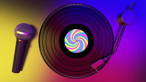 Disques vinyles Spinning et soirée karaoké avec micro