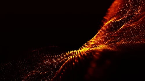 Abstract Digital Wave Background of Glowing Particles