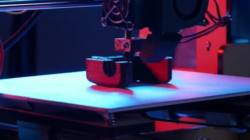 Automatic Three Dimensional 3d Printer Performs Plastic Modeling in Laboratory