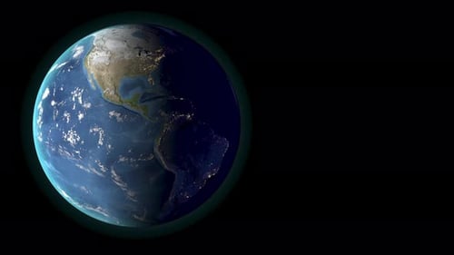 Planet earth rotating, day and night. America view. 3d Render