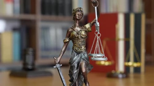 Lady Justice Statue with Scales, Blindfold and Sword