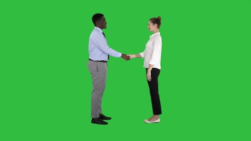 Professional business people handshaking on a Green Screen