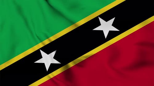 Seamless Loop Waving Flag of Saint Kitts and Nevis