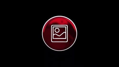 3D Rotating Glossy Red Image Icon on Black
