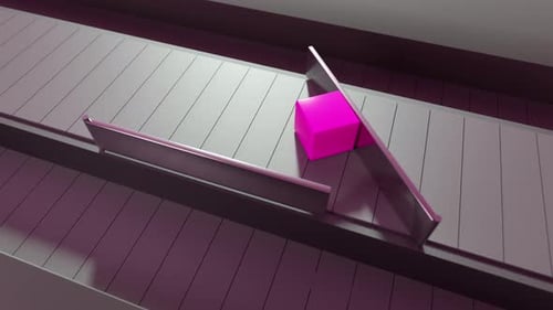 Modern Abstract Cubes Sorting on Geometric Conveyor Belt Animation