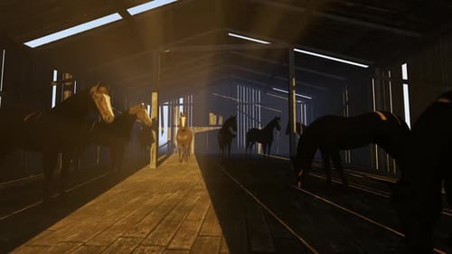 Chevaux dans l'écurie