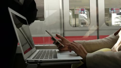 Berufstätige Frau im Zug