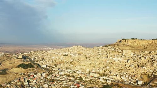 Drone Video of the Architecture of the Historic City on the Hillside