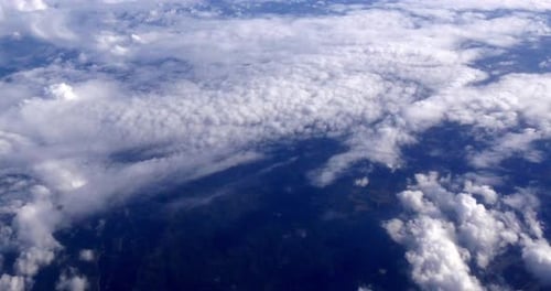 Blue Sky and Clouds from Plane, Real Time 4K