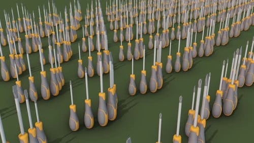A Lot Of Modern Screwdriver In A Row 4k