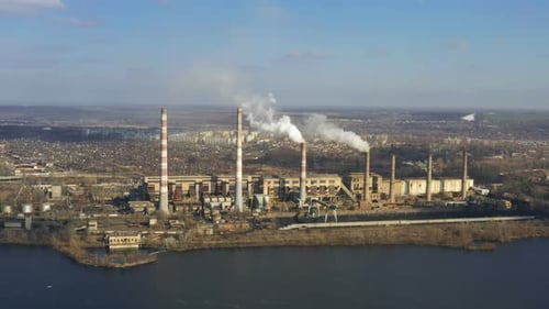Power Plant On A River Bank