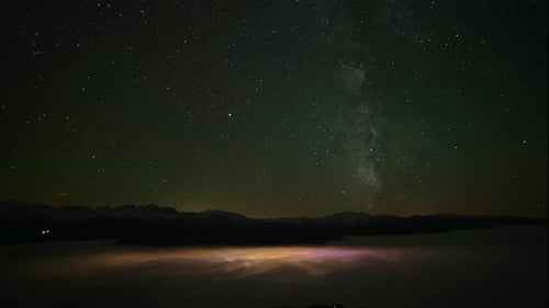 Starry Night Sky and Mountain Landscape