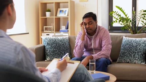 Man Talking to Therapist During Counseling Session