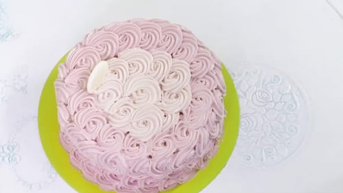 Delicious Decorated Pink and White Cake for Birthday