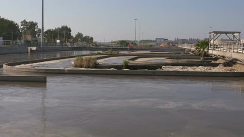 Water Treatment Plant Processing Waste Water on Sunny Day