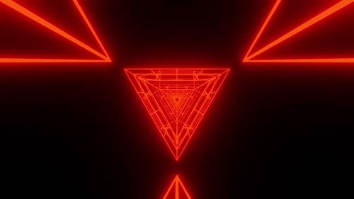 Red Hell Neon Triangle Movement Tunnel Background Vj Loop HD